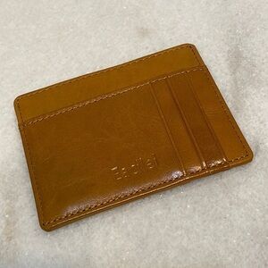 Eacilei I.D. card holder Caramel Tan slim leather unisex work badge wallet New